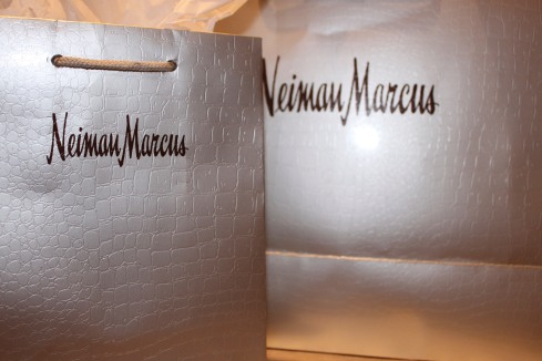 Neiman Marcus silver crocodile print sacks